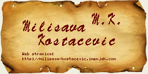 Milisava Kostačević vizit kartica